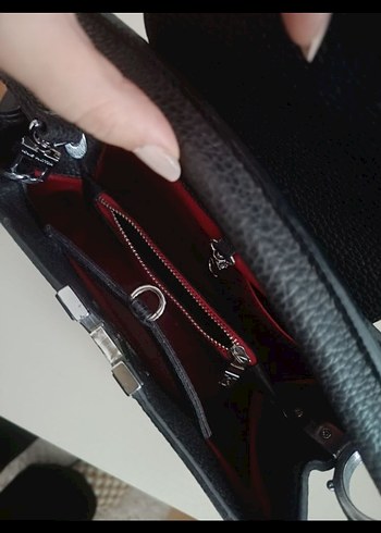 Siyah Deri Tokalı Kadın Çanta - Görsel 4