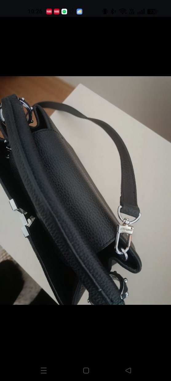 Siyah Deri Tokalı Kadın Çanta - Görsel 2