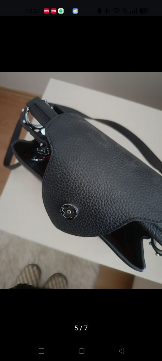 Siyah Deri Tokalı Kadın Çanta - Görsel 5