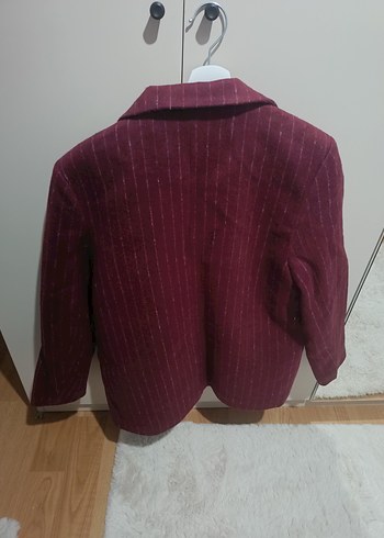 Kemerli Bordo Kadın Blazer Ceket - Görsel 4