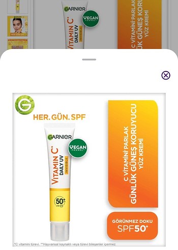 Garnier Vitamin C Güneş Koruyucu SPF 50+ Vegan - Görsel 9