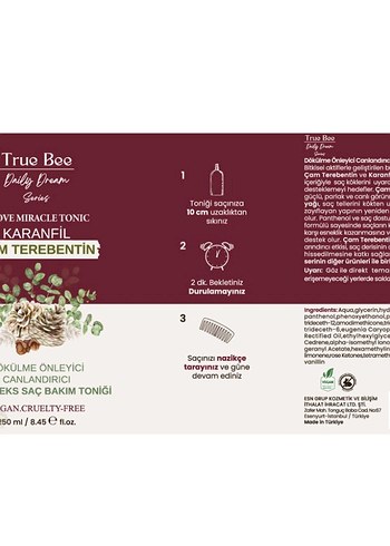 True Bee Karanfil & Çam Terebentin Saç Toniği 250 ml - Görsel 4