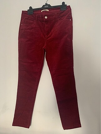 Kadife bordo renk pantalon