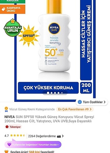Nivea Sun hassas anında koruma 