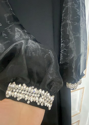 Siyah Uzun Kollu tesettür abiye. - Görsel 3