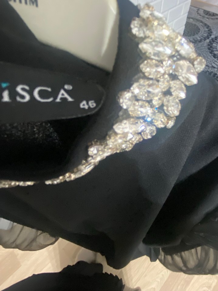 Siyah Uzun Kollu tesettür abiye. - Görsel 4