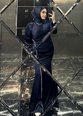 Uzun Kollu Siyah Drapeli Kadın Elbise - Görsel 2