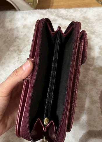 Beden bordo Renk Bordo Deri Fermuarlı Kadın Cüzdanı
