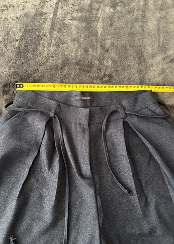 Gri Düğmeli Kadın Kumaş Pantolon palazzo model geniş paça - Görsel 2