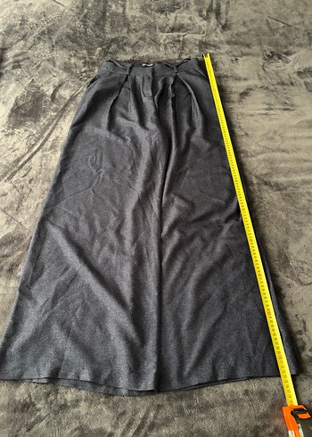 Gri Düğmeli Kadın Kumaş Pantolon palazzo model geniş paça - Görsel 4