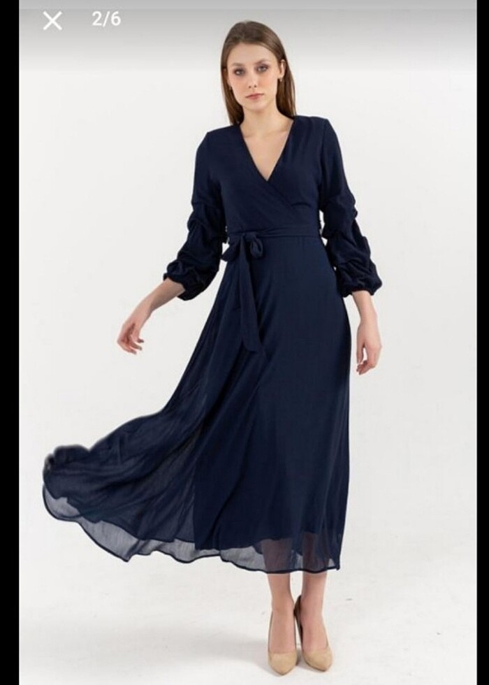 Şifon midi elbise - Görsel 3