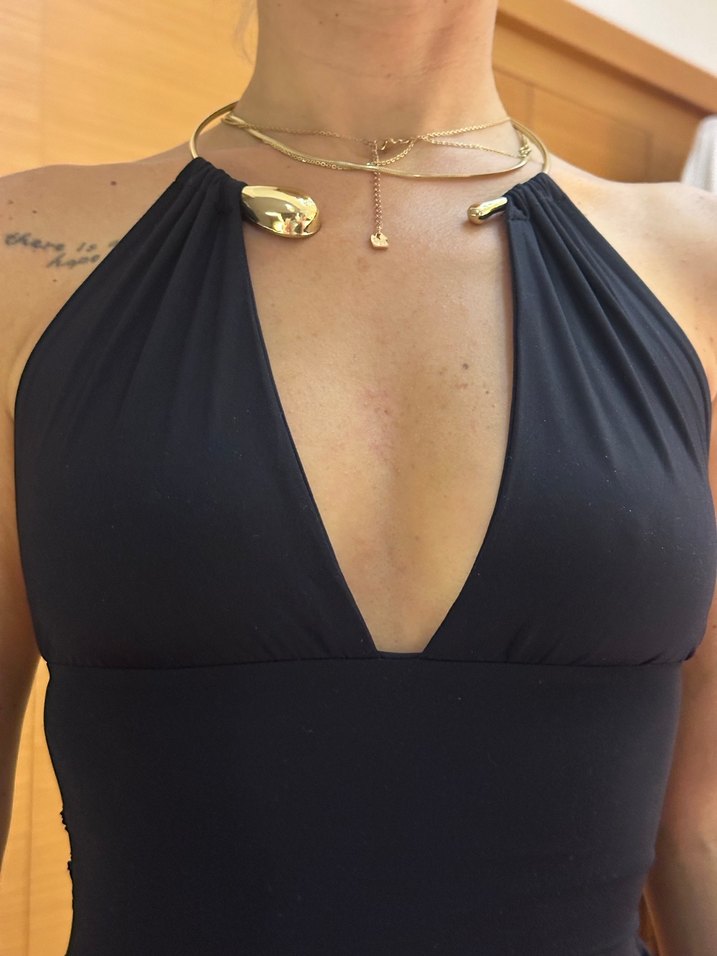 Uzun Siyah Drapeli Strappy - Görsel 2