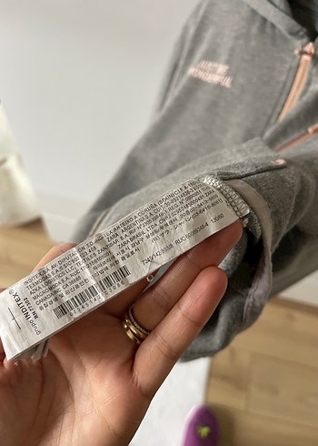 Kız Çocuk Gri Fermuarlı Sweatshirt - Görsel 4