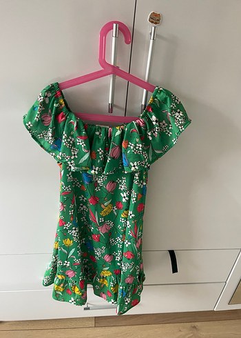 Renkli Çiçekli Kız Çocuk Volanlı Elbise - Görsel 4