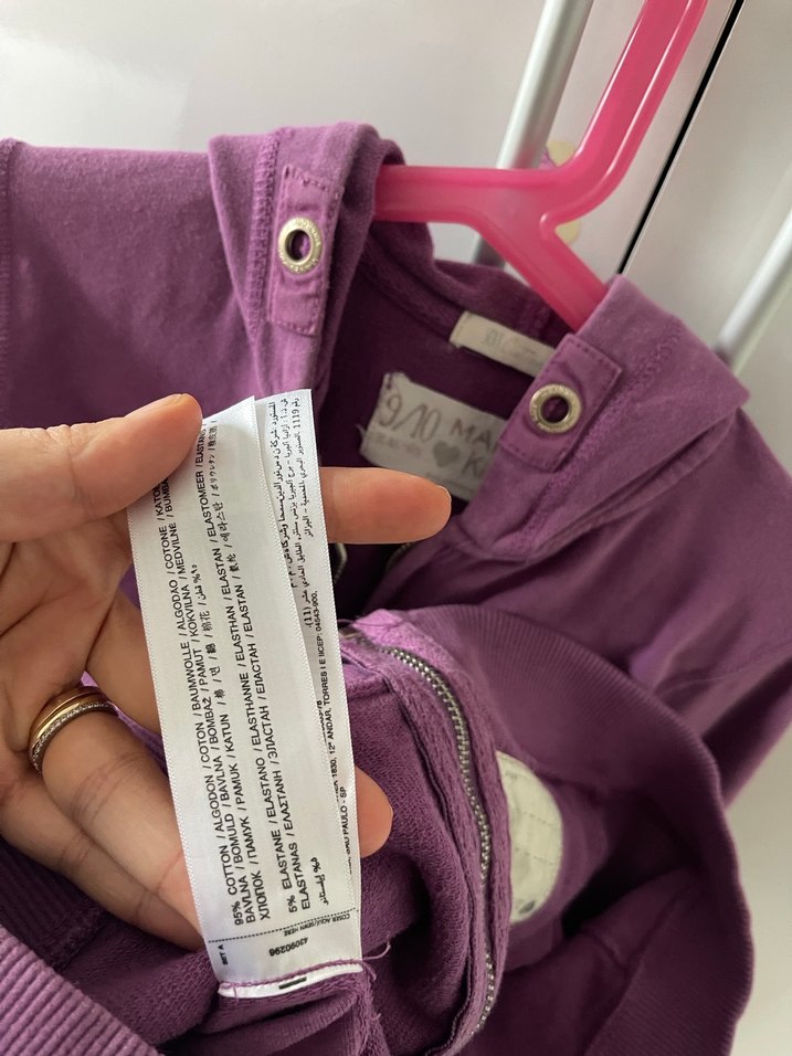 Mor Kapüşonlu Kız Sweatshirt - Görsel 4