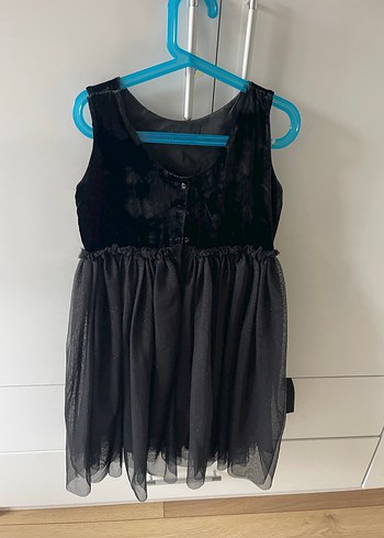 Kız Çocuk Siyah Gotik Kolsuz Drapeli Elbise - Görsel 3