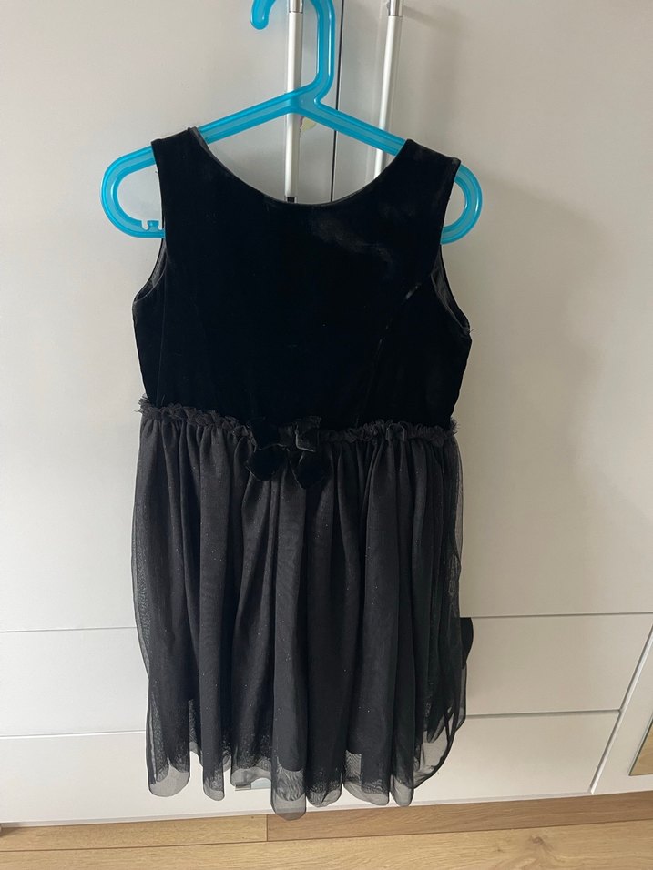 Kız Çocuk Siyah Gotik Kolsuz Drapeli Elbise - Görsel 4