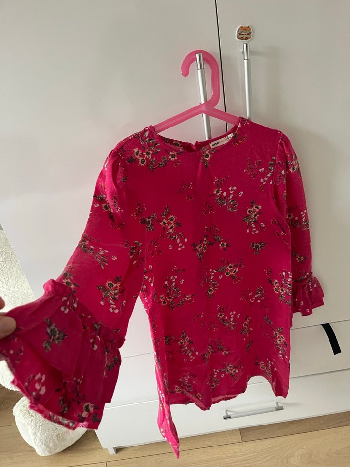 Renkli Çiçek Desenli Uzun Kollu Kız Bluzu - Görsel 2