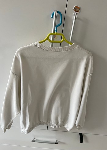 Beyaz Pamuklu Kadın Sweatshirt - Görsel 4