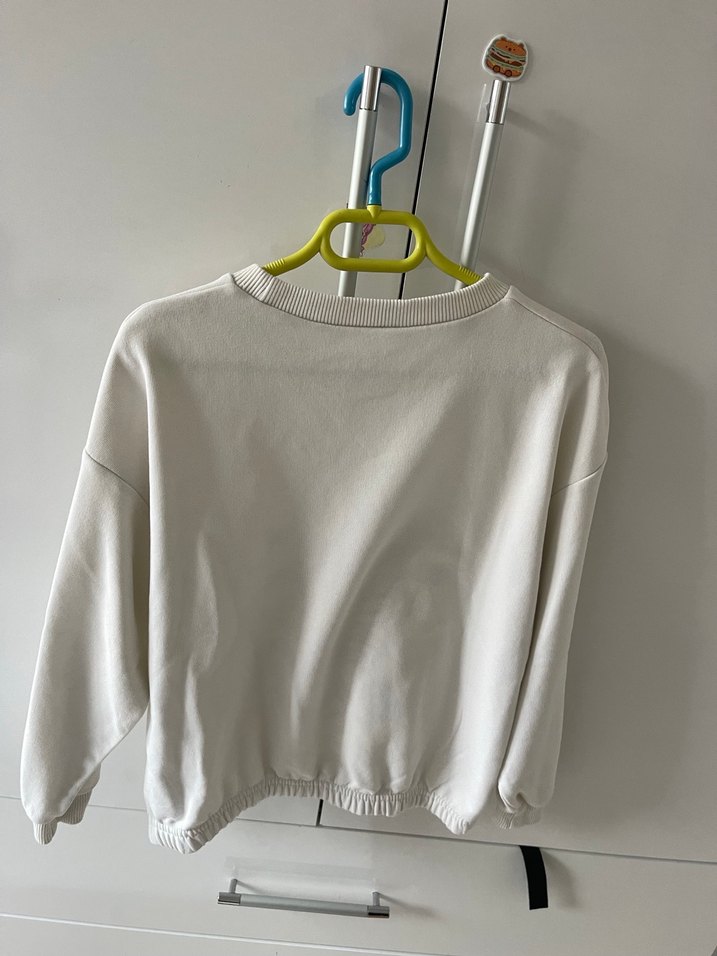 Beyaz Pamuklu Kadın Sweatshirt - Görsel 4