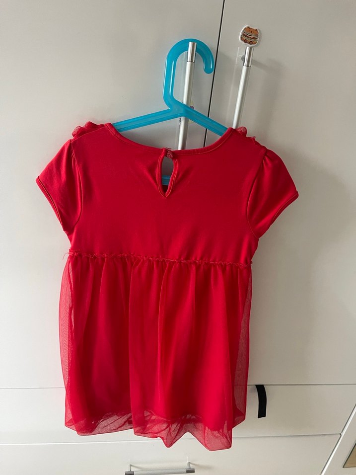 Kız Çocuk Kırmızı Fırfırlı Elbise - Görsel 3