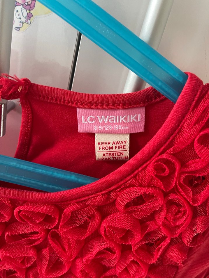 Kız Çocuk Kırmızı Fırfırlı Elbise - Görsel 2