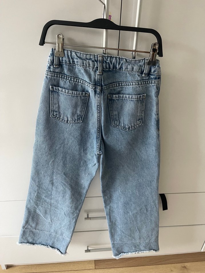 Gri Mavi Midi Boy Bol Kesim Kadın Kot Pantolon - Görsel 4