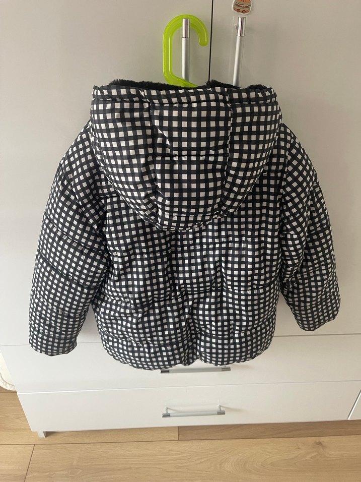 Kapüşonlu Kareli çocuk  Kaban - Görsel 2