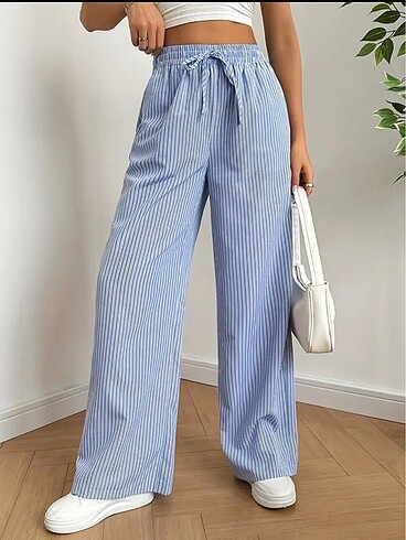 Zara model çizgili rahat pantolon