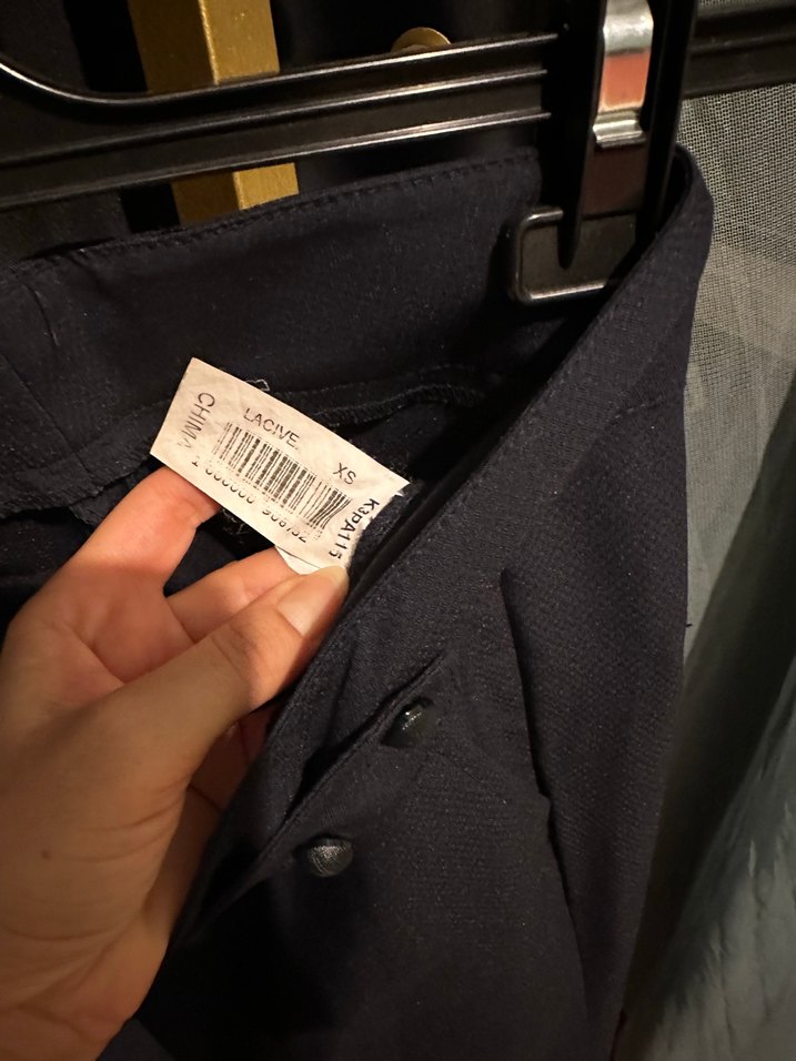 Lacivert Kemerli Kadın Kumaş Pantolon - Görsel 2