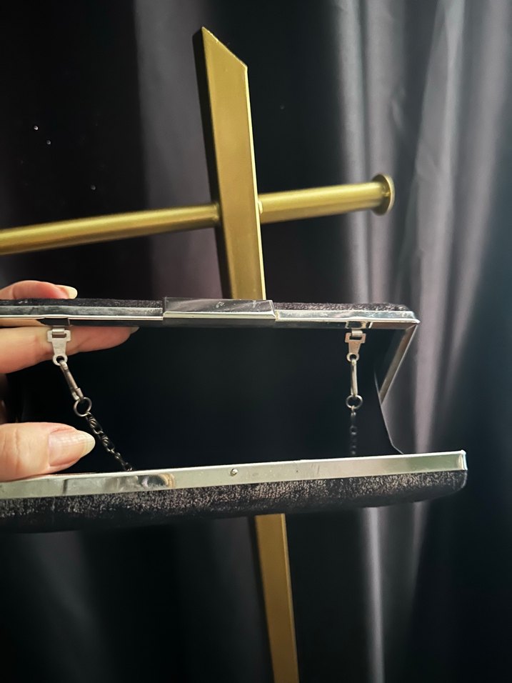 Tokalı Siyah Metal Kadın Portföy Çanta - Görsel 3