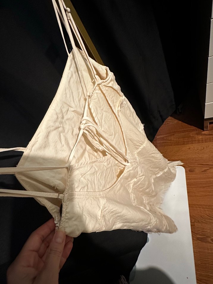 Bej Ketenimsi krem renk Askılı Uzun Bohem Elbise - Görsel 2