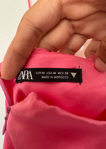 Zara Pembe Drapeli Mini Elbise
