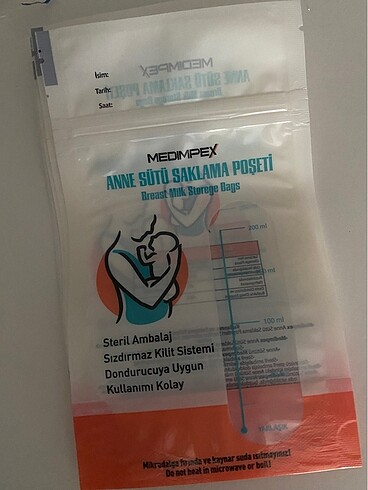 Anne sütü saklama poşeti