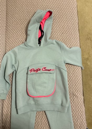 Mint yeşili Kapüşonlu kız çocuk Eşofman Takımı - Görsel 5