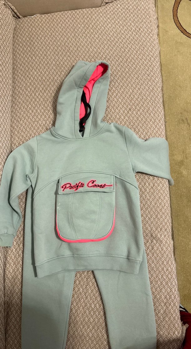 Mint yeşili Kapüşonlu kız çocuk Eşofman Takımı - Görsel 5