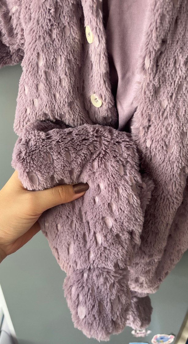 Kürklü Mor Bebek Tulumu - Görsel 4