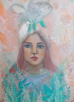 Beden yeşil Renk SULUBOYA TABLO RESİM KANVAS TABLO CANVAS