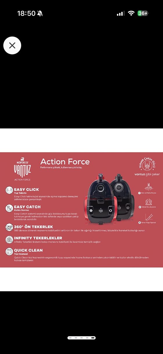 Siyah Gri Torbasız Elektrikli Süpürge - Görsel 5