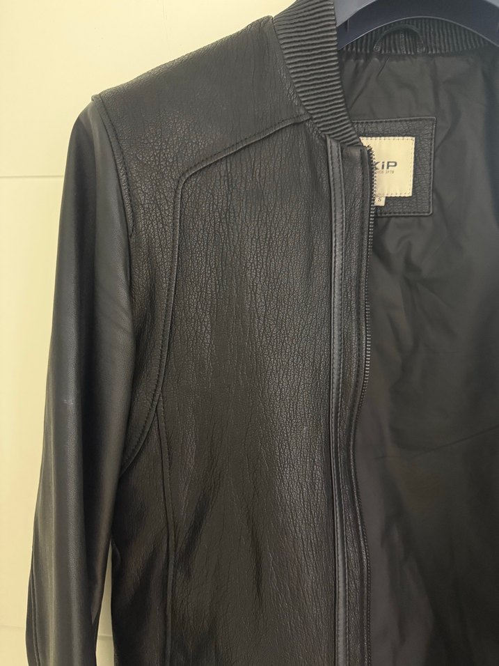 Siyah Deri Biker Ceket e - Görsel 3