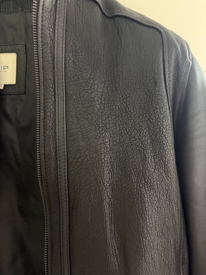 Siyah Deri Biker Ceket e - Görsel 4