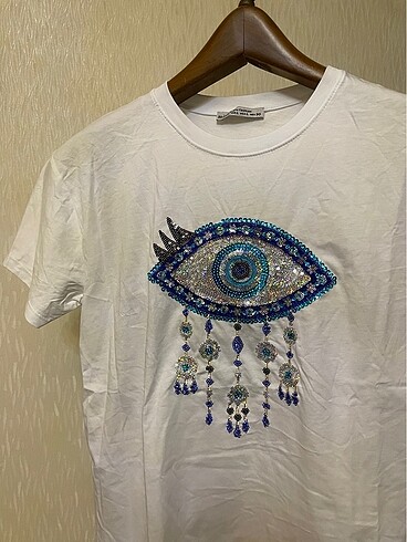 Beyaz Taşlı Tişört - Görsel 3