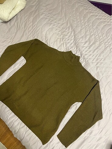 xs Beden haki Renk H&M Yarım Boğazlı Haki Yeşili Kazak