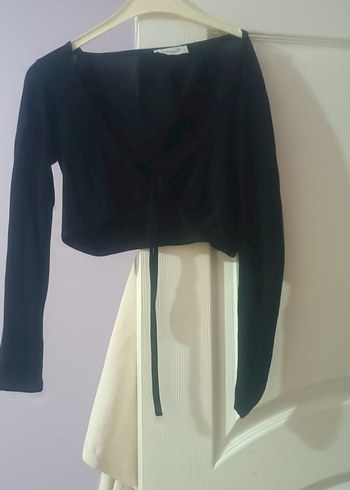 Kız Çocuk Siyah Bel Detaylı Uzun Kollu Bolero - Görsel 2