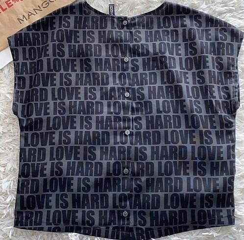 xs Beden siyah Renk H&M Love is Hard Bluz