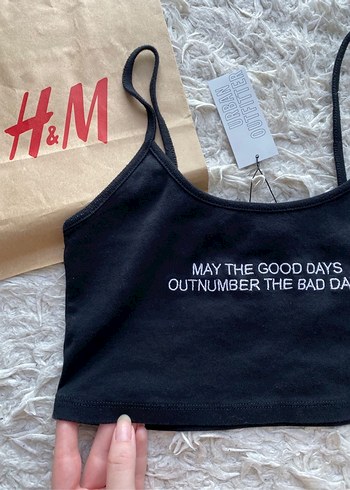 Urban Outfitters Siyah Baskılı İnce Askılı Crop Top - Görsel 6