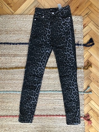 Zara leopar desenli yuksek bel skinny