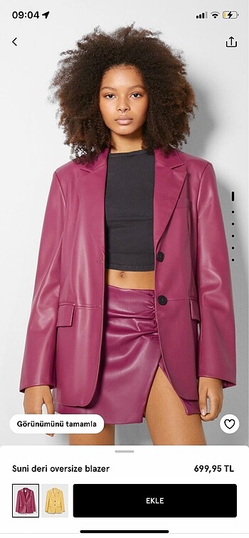 Bershka suni deri oversize blazer