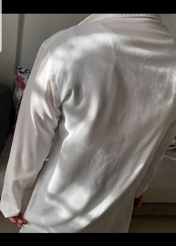 Düğmeli Beyaz Pamuklu Kadın Gömlek - Görsel 5