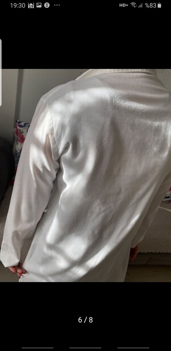 Düğmeli Beyaz Pamuklu Kadın Gömlek - Görsel 5